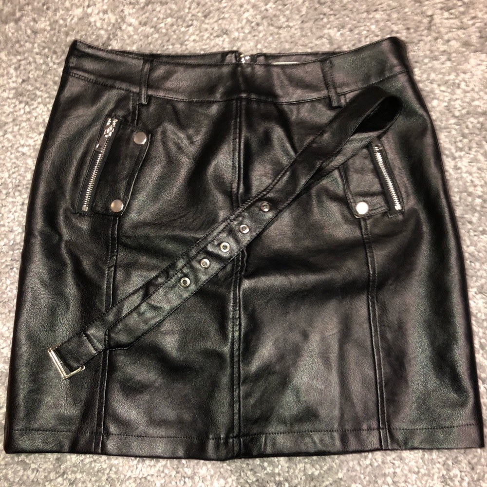 Black leather skirt